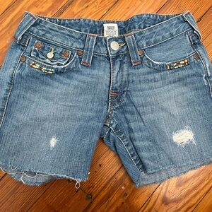True religion denim shorts